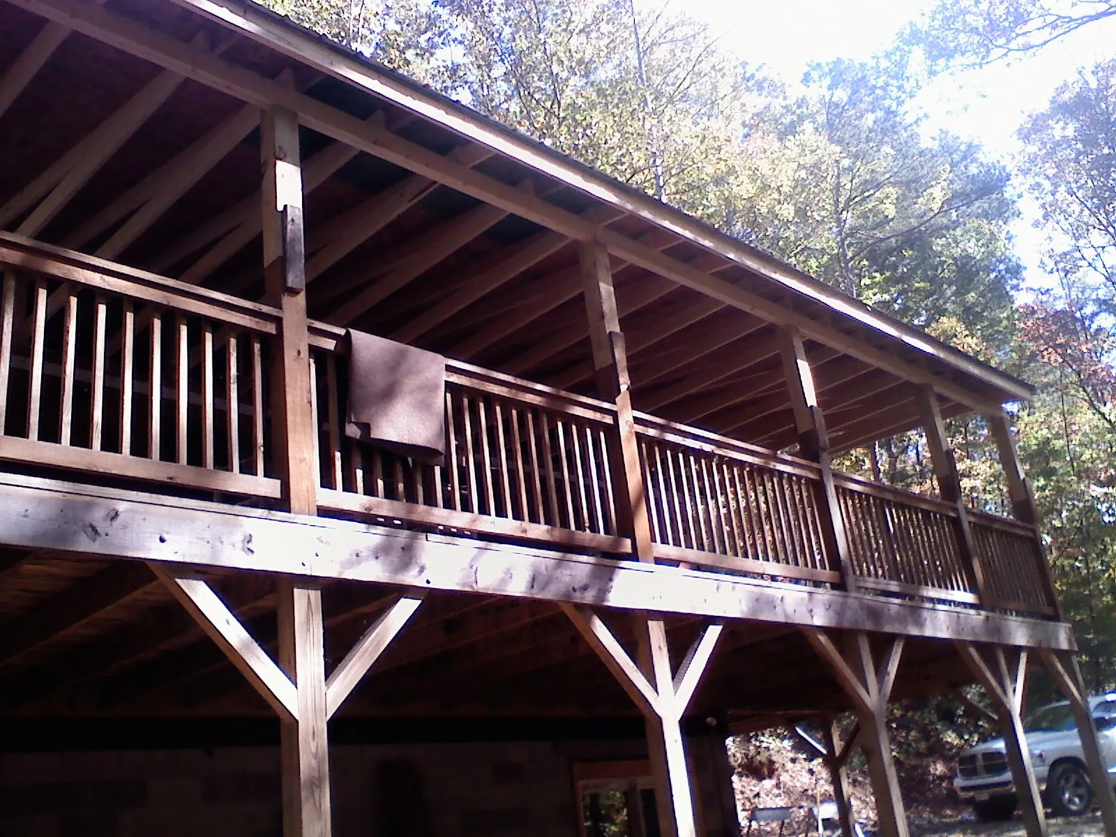 Timber framing under a new elevated porch and deck — Roof Leak Repair in Freeburg by Roofing Brothers